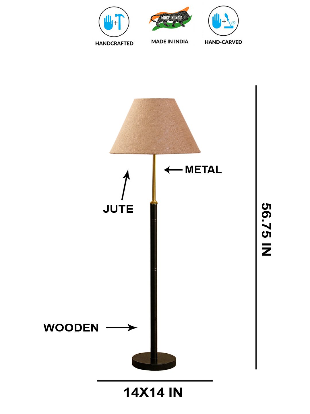 Ambika Home Beige Shade Premium Floor Lamp for Living Room, Bedroom & Hallway | Decorative Standing Light | E27 Holder Included Bulb - Image 5