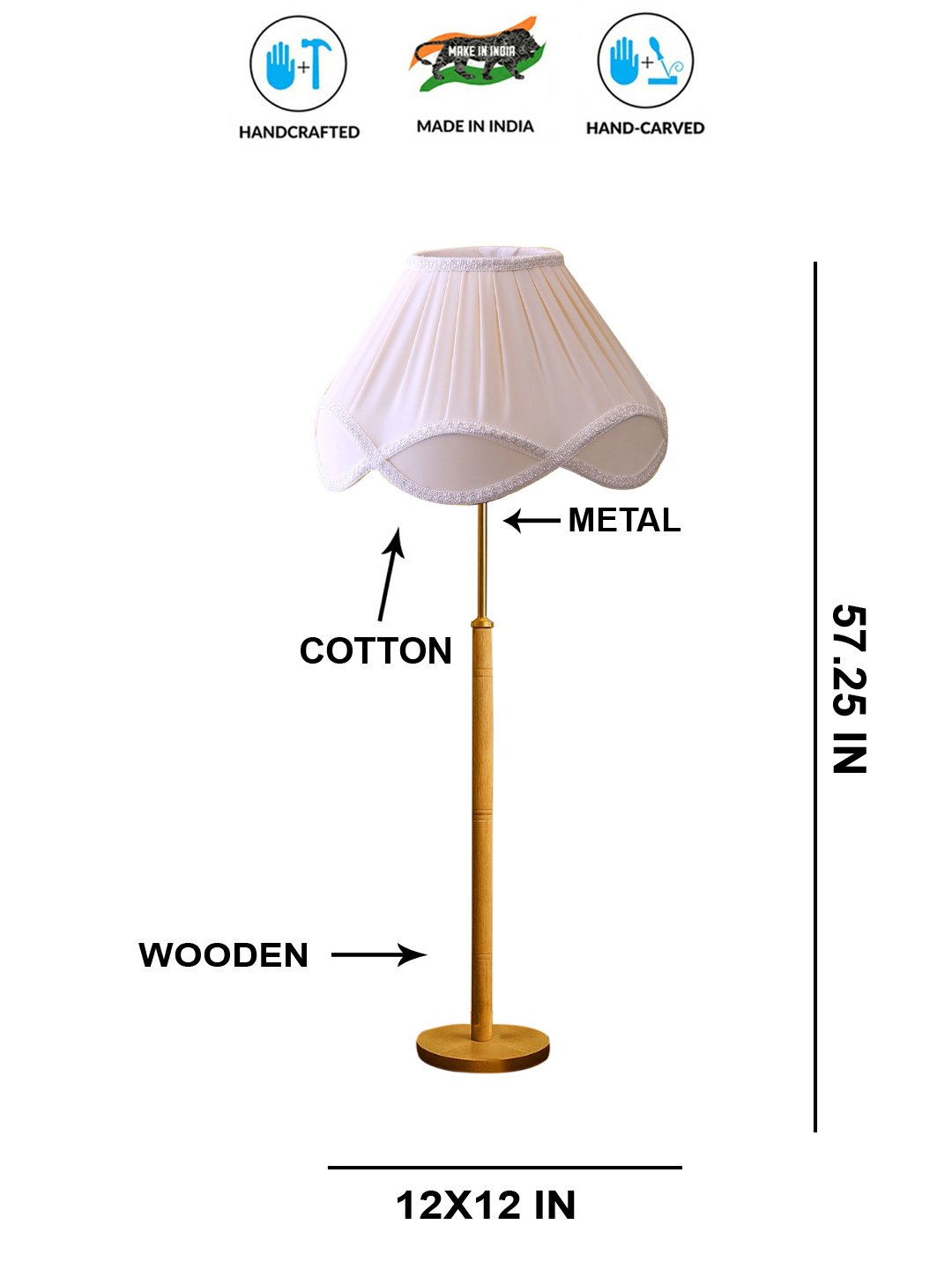 Ambika Home Off-white Shade Premium Floor Lamp for Living Room, Bedroom & Hallway | Decorative Standing Light | E27 Holder Included Bulb - Image 5