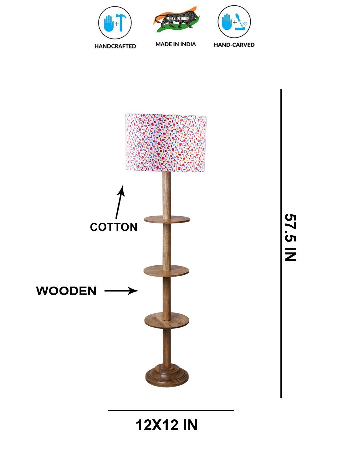 Ambika Home Blue Shade Premium Floor Lamp for Living Room, Bedroom & Hallway | Decorative Standing Light | E27 Holder Included Bulb - Image 5