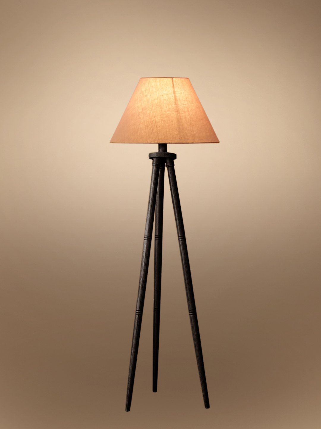 Ambika Home Grey Shade Wooden Tripod Floor Lamp for Living Room, Bedroom & Hotel Decor | E27 Holder Included Bulb - Image 6