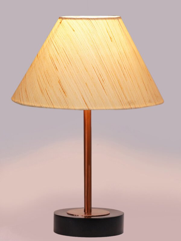Ambika Home Luxury Premium Devansh Grey cotton table lamp with Natural Wood Base & Copper Pipe (10X16.25 inches)-32 Lamp with Grey Shade for Living Room, Bedroom & Hallway - Image 6