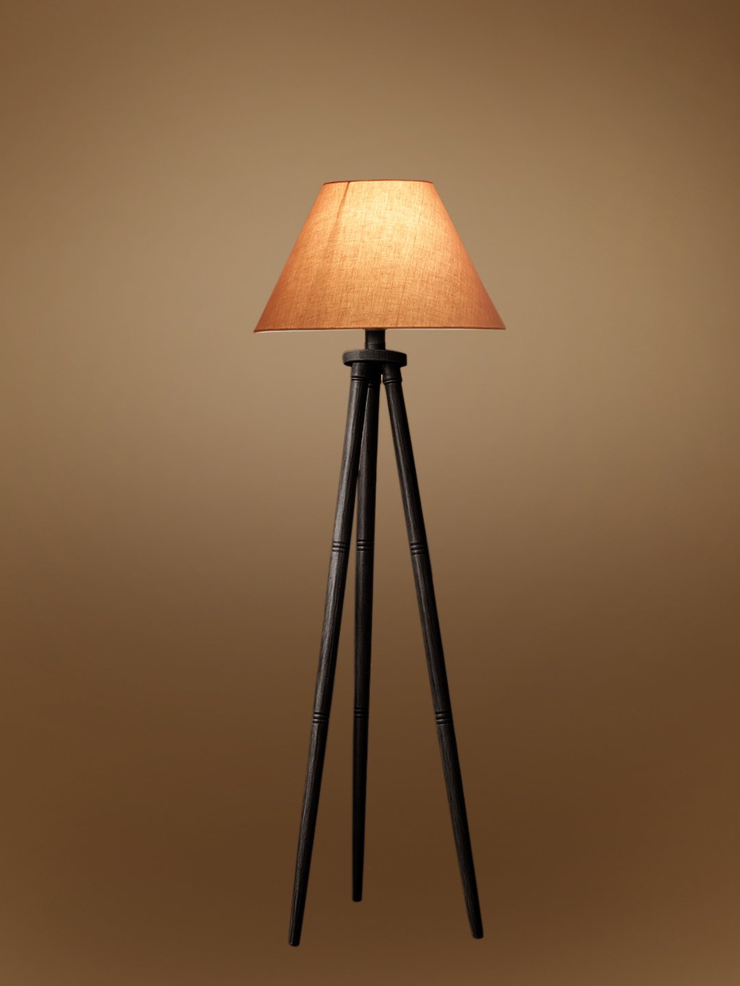 Ambika Home Grey Shade Wooden Tripod Floor Lamp for Living Room, Bedroom & Hotel Decor | E27 Holder Included Bulb - Image 7