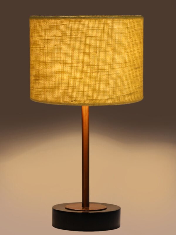 Ambika Home Luxury Premium Devansh Grey cotton table lamp with Natural Wood Base & Copper Pipe (10X16.25 inches)-32 Lamp with Grey Shade for Living Room, Bedroom & Hallway - Image 7