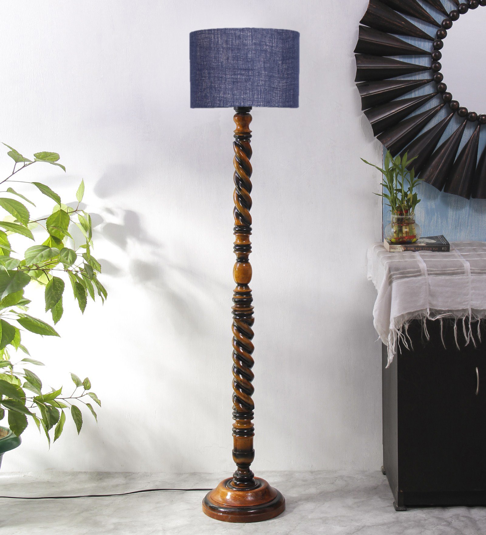 Ambika Home Victorian Crown Maroon Shade Wooden Floor Lamp for Living Room, Bedroom, Hallway, Guest Room & Hotel Decor | Handcrafted Standing Lamp with E27 Holder - Image 2