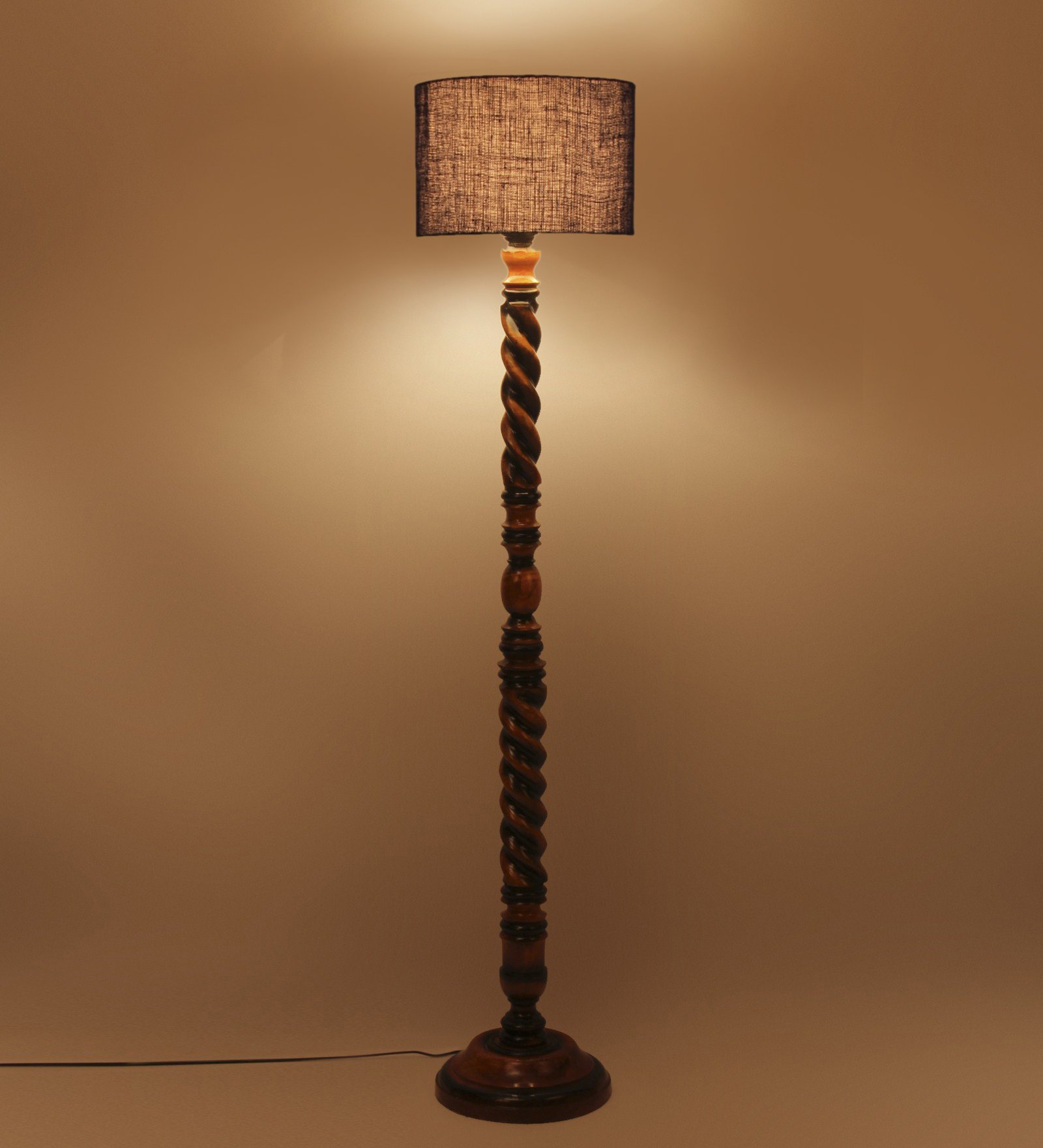 Ambika Home Victorian Crown Maroon Shade Wooden Floor Lamp for Living Room, Bedroom, Hallway, Guest Room & Hotel Decor | Handcrafted Standing Lamp with E27 Holder - Image 3