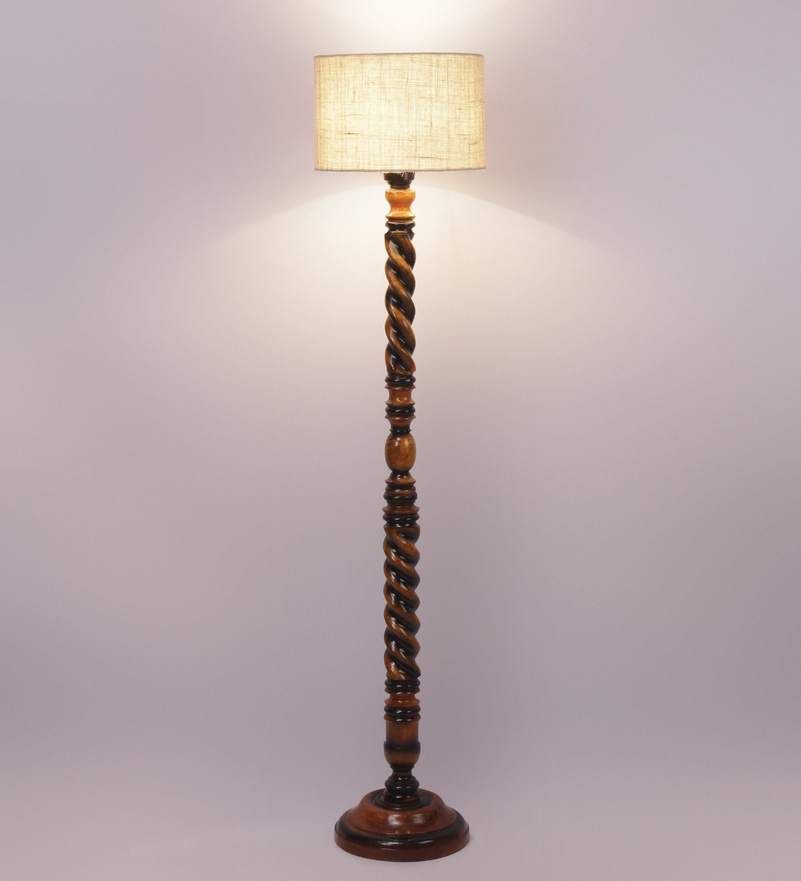 Ambika Home Classic Colonial White Shade Wooden Floor Lamp for Living Room, Bedroom, Hallway, Guest Room & Hotel Decor | Handcrafted Standing Lamp with E27 Holder - Image 4