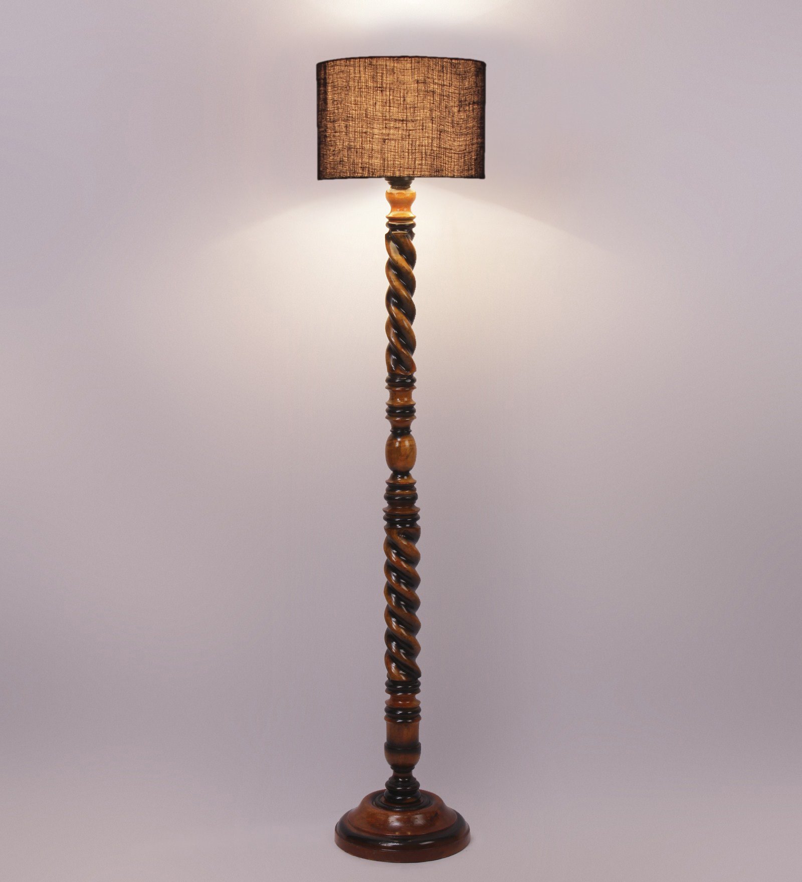 Ambika Home Victorian Crown Maroon Shade Wooden Floor Lamp for Living Room, Bedroom, Hallway, Guest Room & Hotel Decor | Handcrafted Standing Lamp with E27 Holder - Image 4