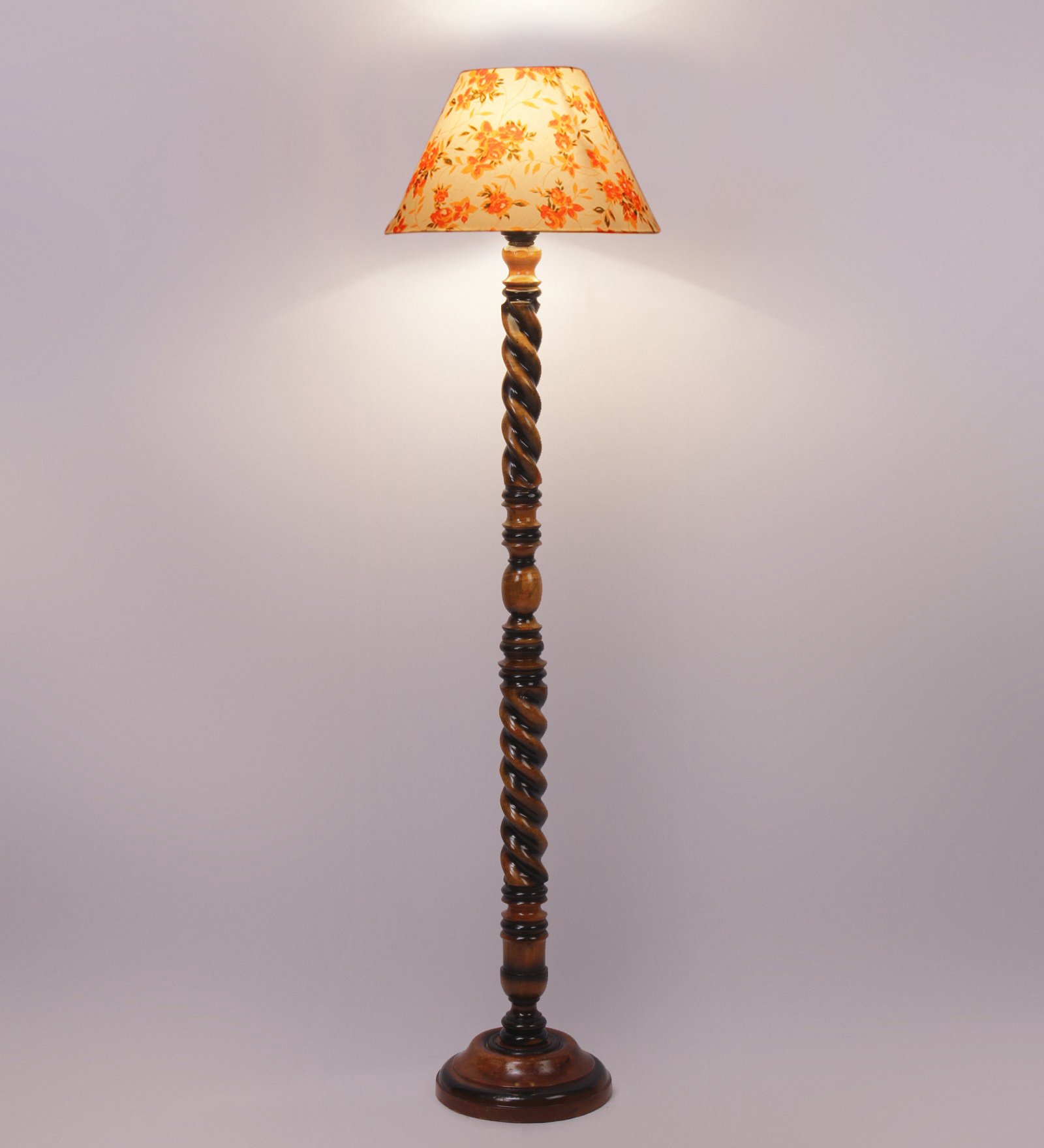 Ambika Home Victorian Crown Designer Shade Wooden Floor Lamp for Living Room, Bedroom, Hallway, Guest Room & Hotel Decor | Handcrafted Standing Lamp with E27 Holder - Image 4