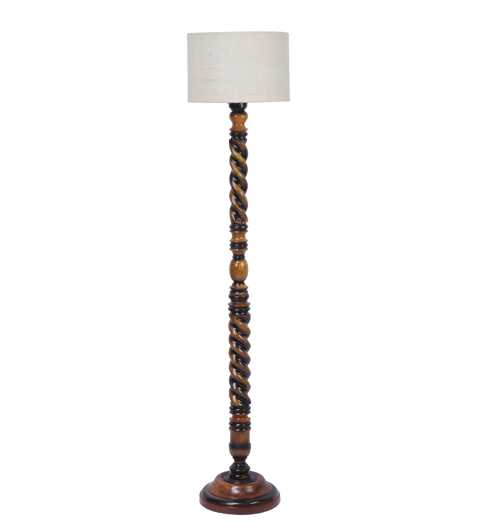 Ambika Home Classic Colonial White Shade Wooden Floor Lamp for Living Room, Bedroom, Hallway, Guest Room & Hotel Decor | Handcrafted Standing Lamp with E27 Holder - Image 5