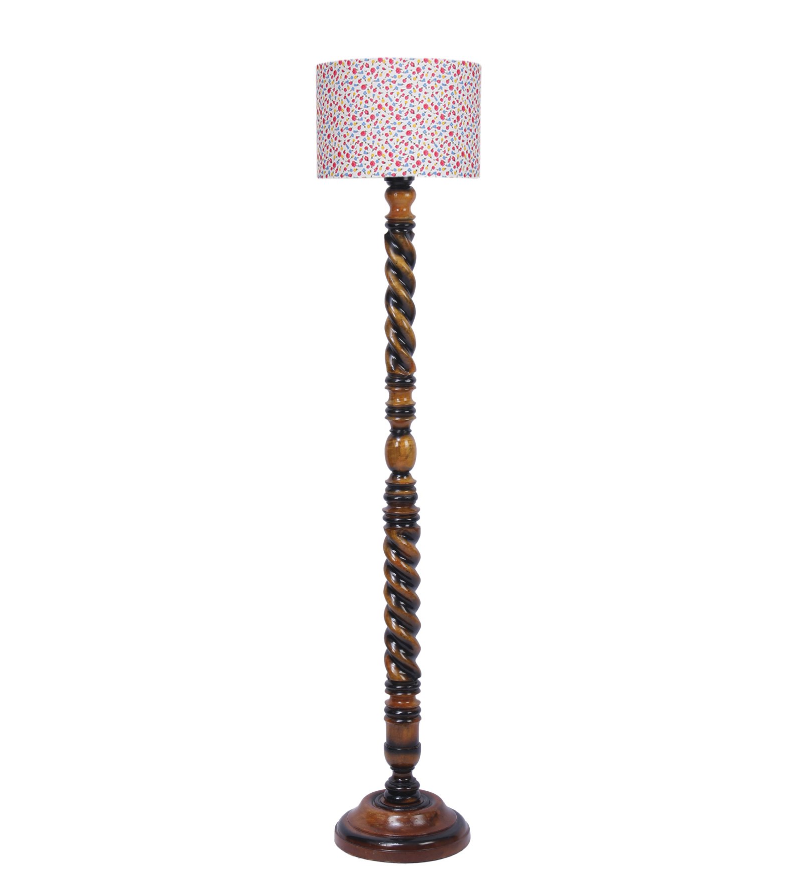 Ambika Home Royal Crest Designer Shade Wooden Floor Lamp for Living Room, Bedroom, Hallway, Guest Room & Hotel Decor | Handcrafted Standing Lamp with E27 Holder - Image 5