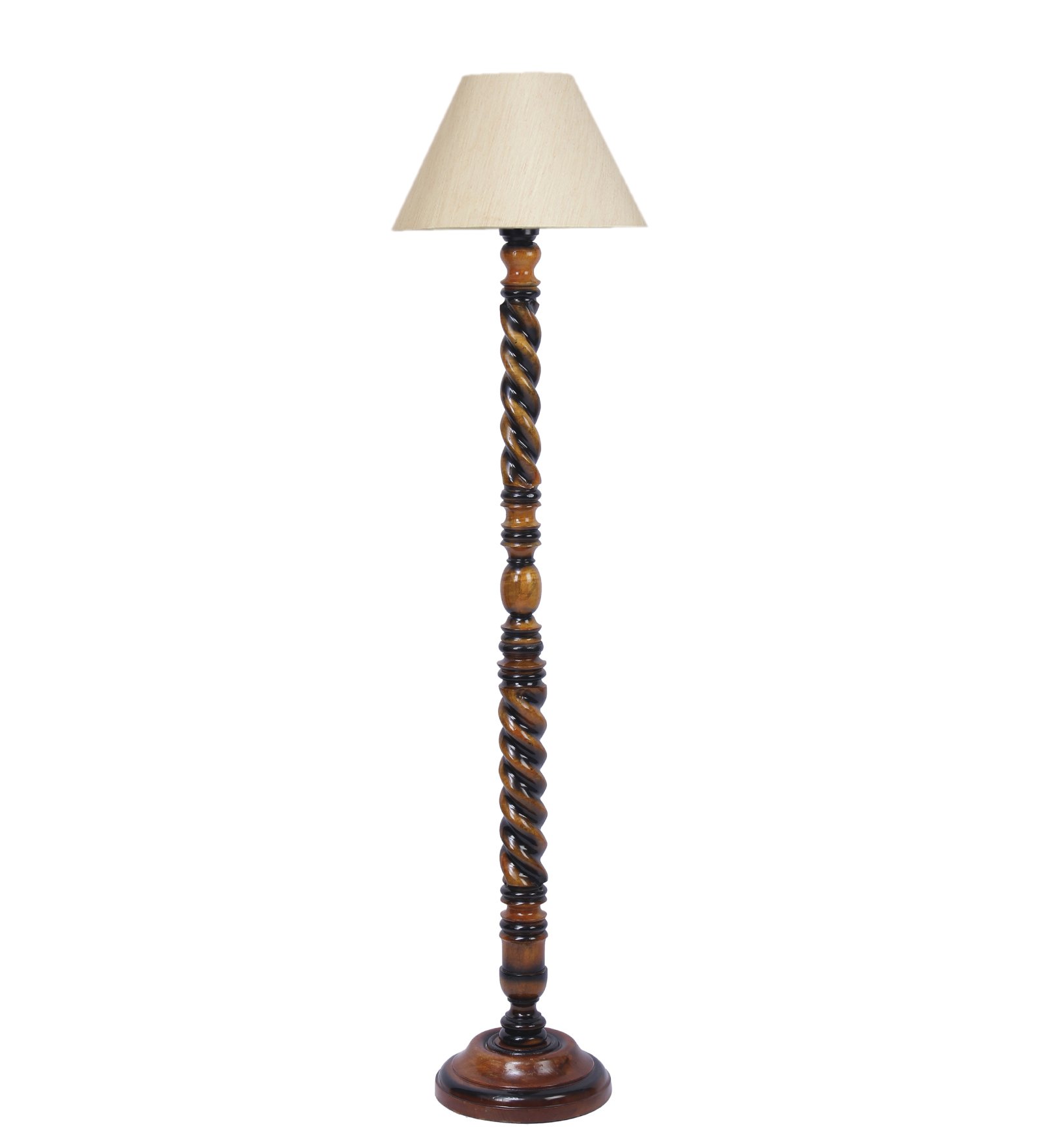 Ambika Home Grand Dynasty White Shade Wooden Floor Lamp for Living Room, Bedroom, Hallway, Guest Room & Hotel Decor | Handcrafted Standing Lamp with E27 Holder - Image 5