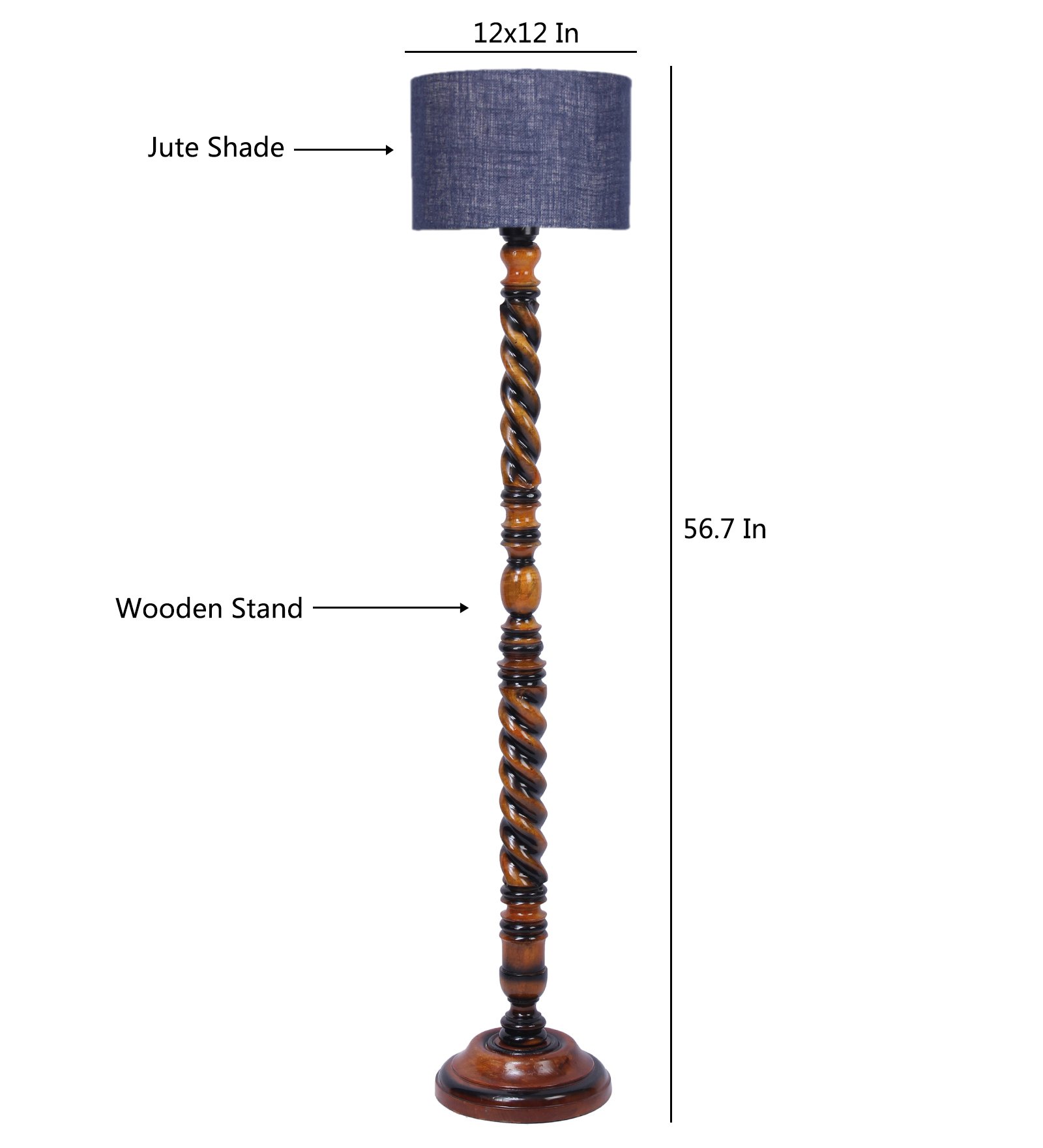 Ambika Home Victorian Crown Maroon Shade Wooden Floor Lamp for Living Room, Bedroom, Hallway, Guest Room & Hotel Decor | Handcrafted Standing Lamp with E27 Holder - Image 6