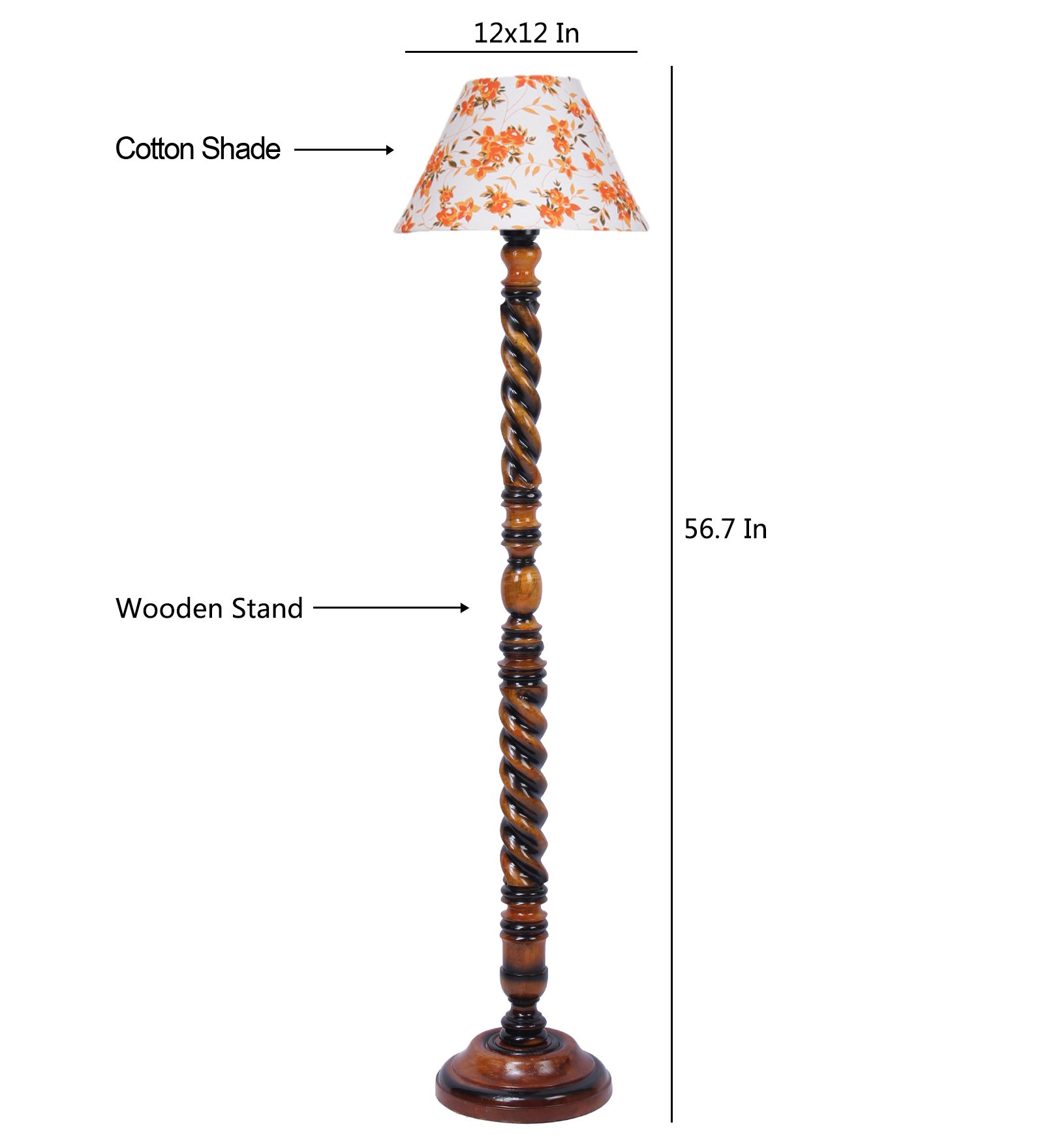 Ambika Home Victorian Crown Designer Shade Wooden Floor Lamp for Living Room, Bedroom, Hallway, Guest Room & Hotel Decor | Handcrafted Standing Lamp with E27 Holder - Image 6