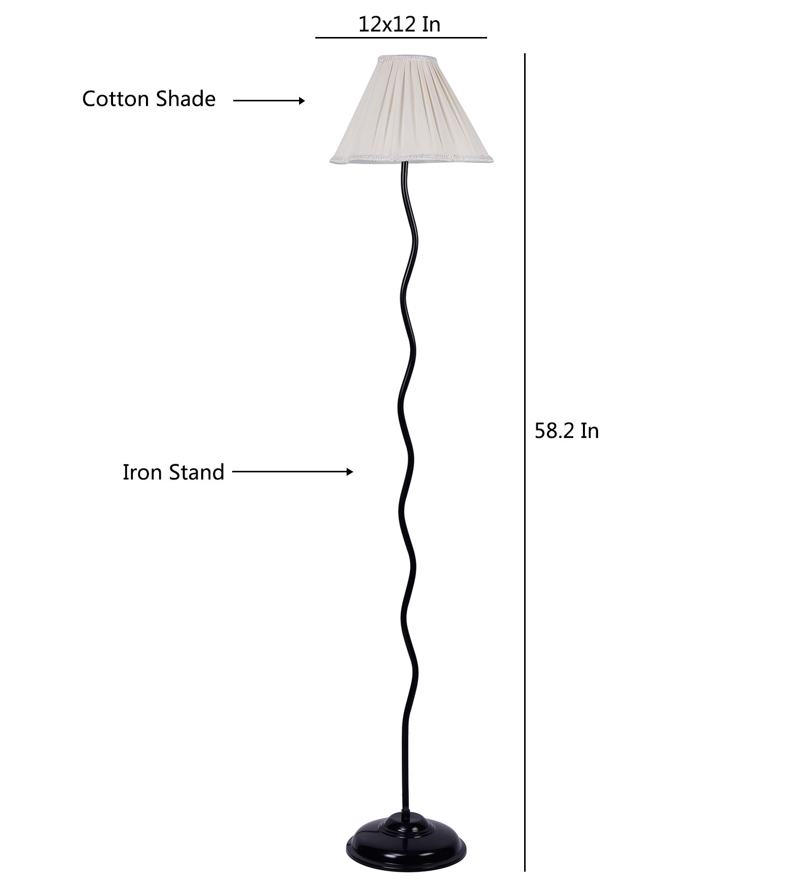 Ambika Home Beige Jute Zig Zag Floor Lamp | Modern Standing Lamp for Living Room, Bedroom & Home Decor - Image 6