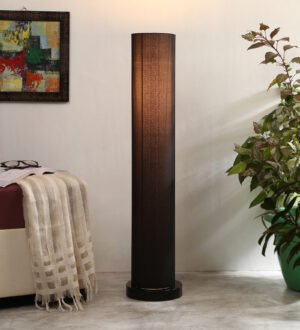 Ambika Home Regal Symphony Black Shade Premium Floor Lamp with Wooden Base | Luxury Designer Lighting | E27 Holder Included Bulb