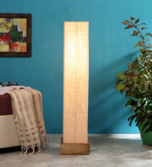 Ambika Home Aurora Estate White Shade Premium Floor Lamp with Wooden Base | Luxury Designer Lighting | E27 Holder Included Bulb
