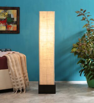 Ambika Home Grand Verona White Shade Premium Floor Lamp with Wooden Base | Luxury Designer Lighting | E27 Holder Included Bulb