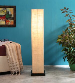 Ambika Home Grand Elysium White Shade Premium Floor Lamp with Wooden Base | Luxury Designer Lighting | E27 Holder Included Bulb