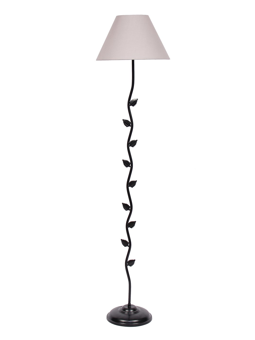 Ambika Home Iron Leaf Floor Lamp with Grey Conical Shade, Powder Coated Metal Standing Lamp for Guest Room, Reading Corner & Luxury Interiors - Image 5