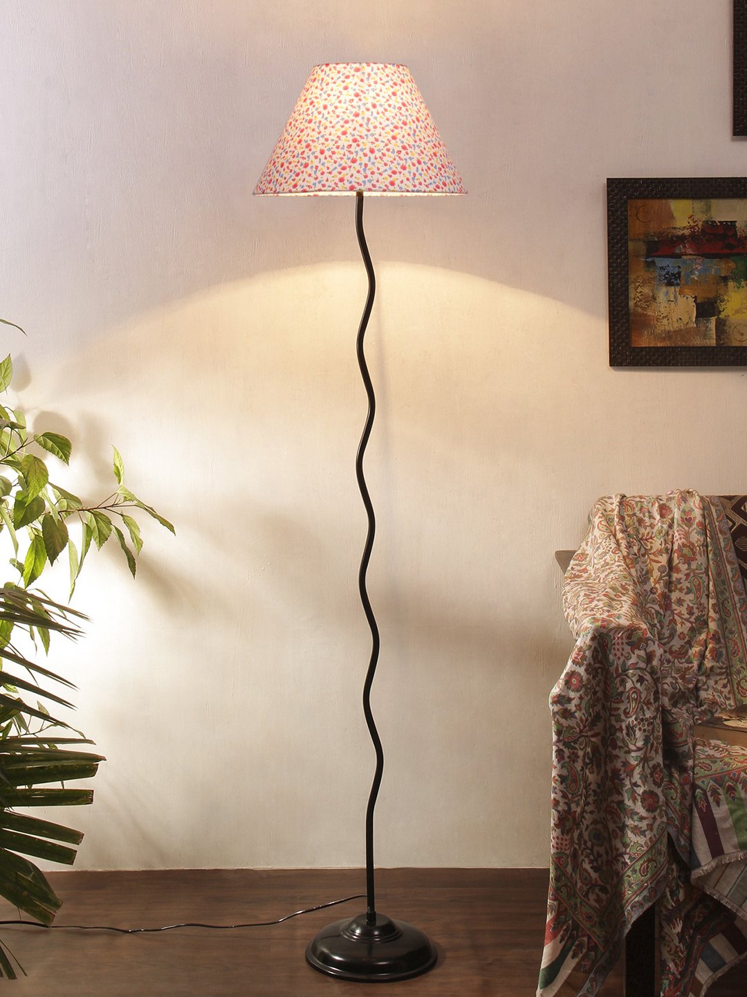 Ambika Home Multicolor Cotton Zig Zag Floor Lamp | Modern Standing Lamp for Living Room, Bedroom & Home Decor - Image 2