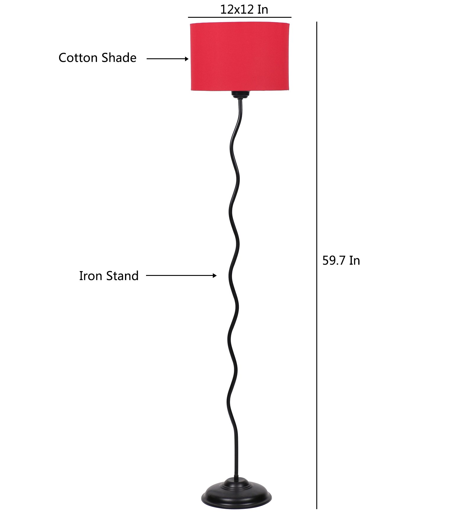 Ambika Home Red Cotton Zig Zag Floor Lamp | Modern Standing Lamp for Living Room, Bedroom & Home Decor - Image 6