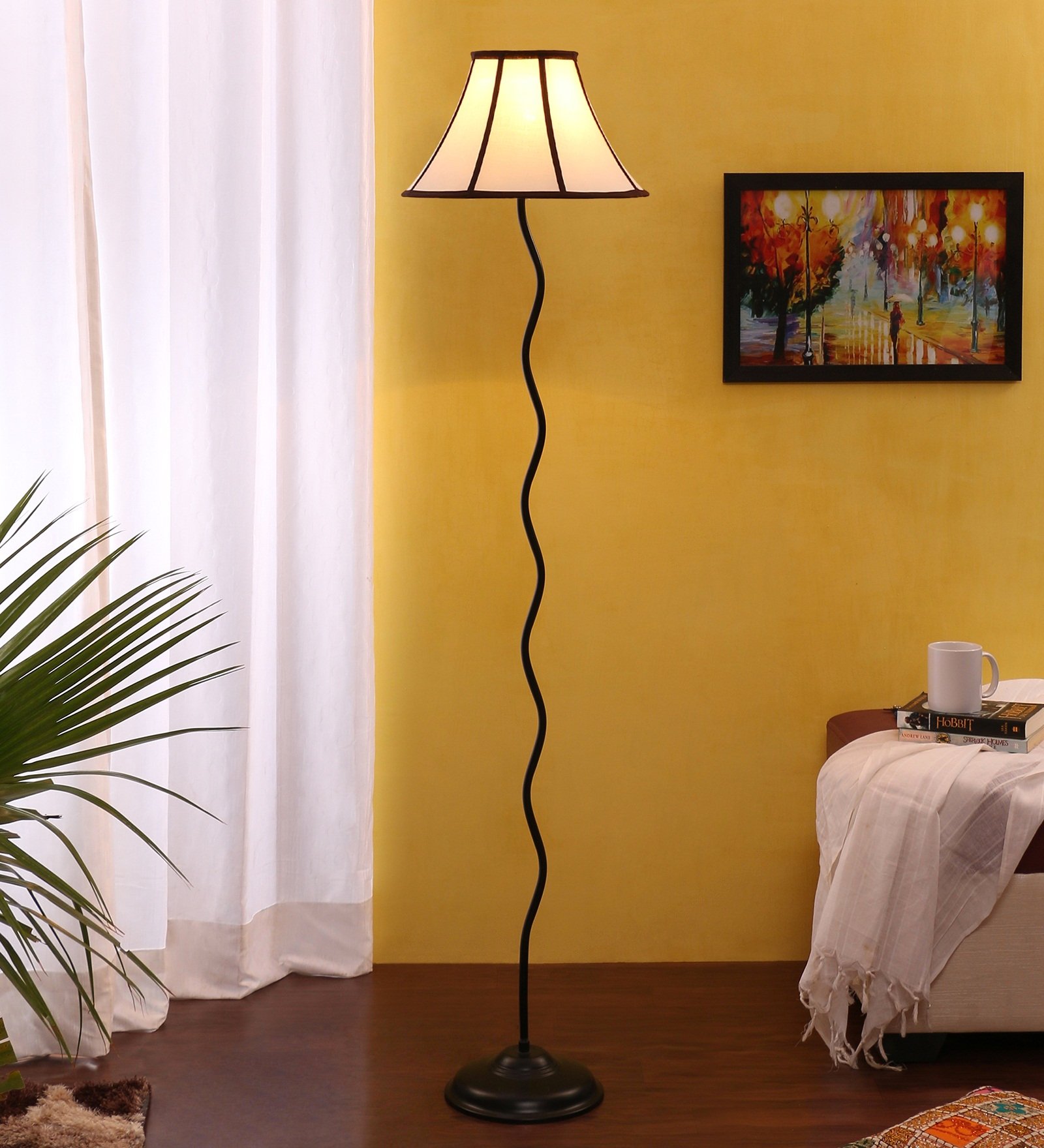 Ambika Home Multicolor Cotton Zig Zag Floor Lamp | Modern Standing Lamp for Living Room, Bedroom & Home Decor