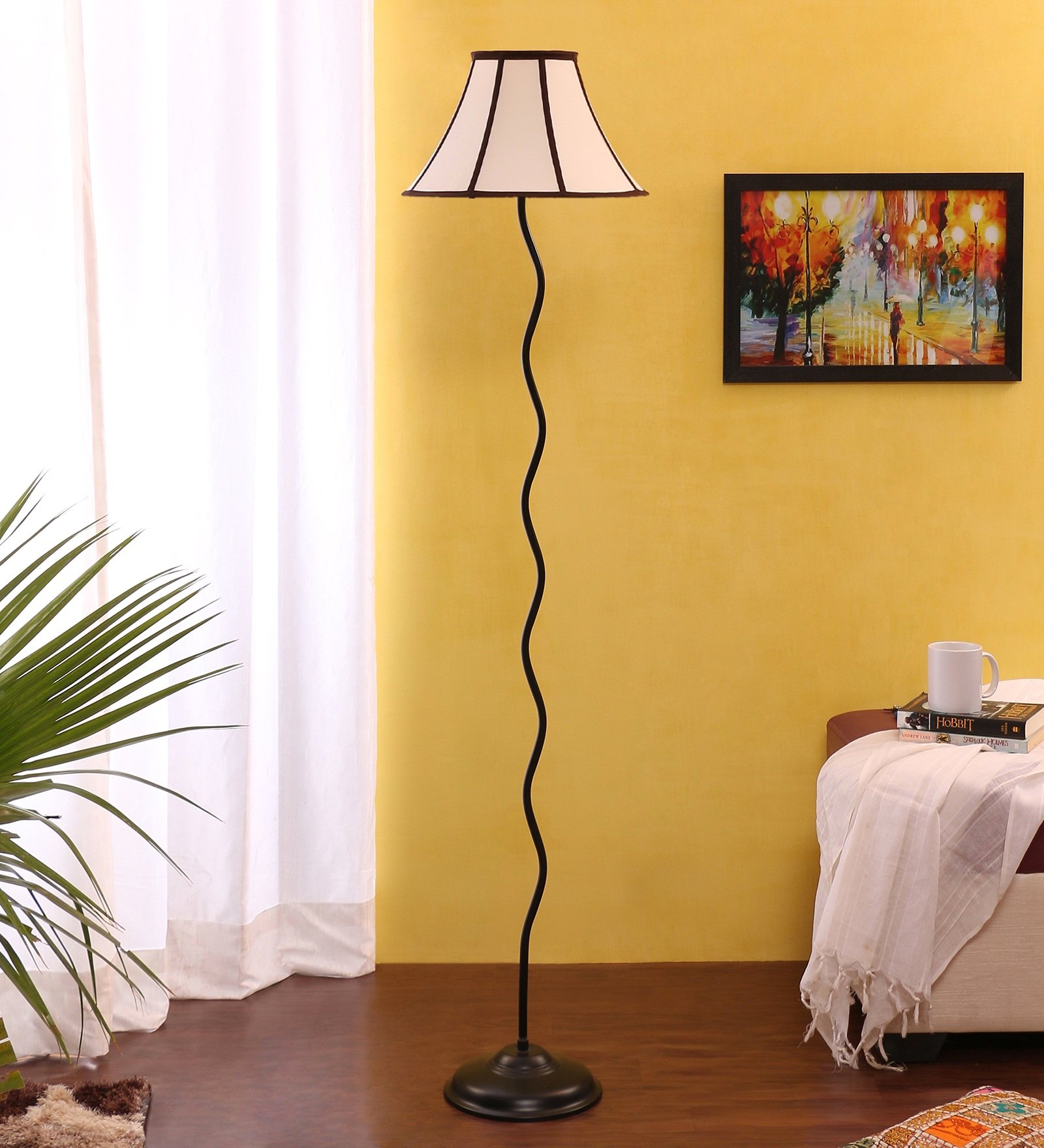 Ambika Home Multicolor Cotton Zig Zag Floor Lamp | Modern Standing Lamp for Living Room, Bedroom & Home Decor - Image 2