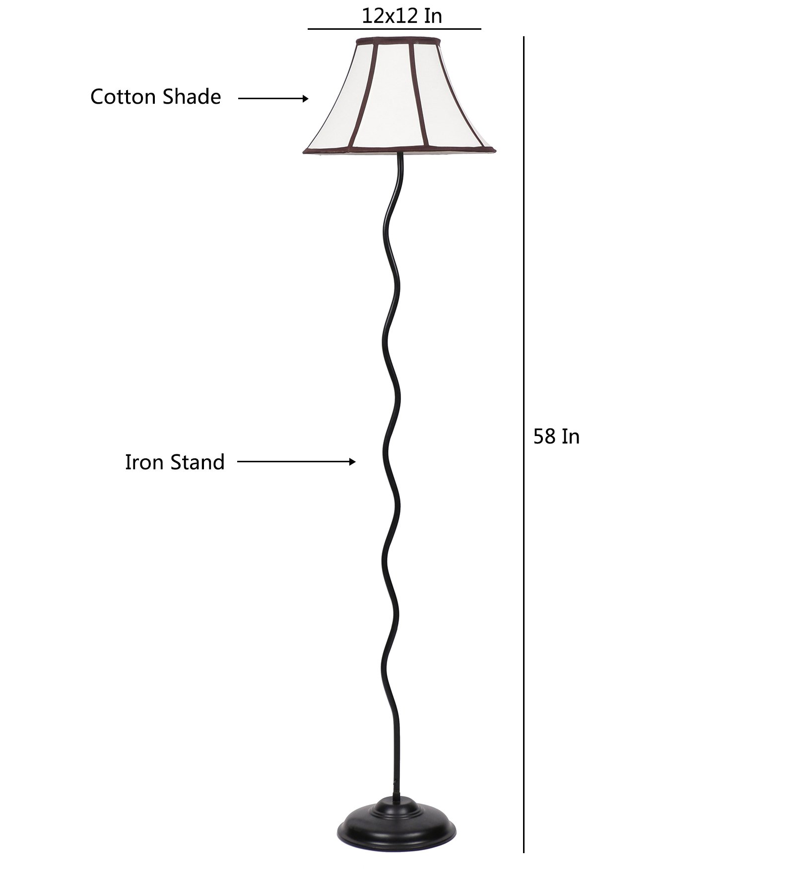 Ambika Home Multicolor Cotton Zig Zag Floor Lamp | Modern Standing Lamp for Living Room, Bedroom & Home Decor - Image 6
