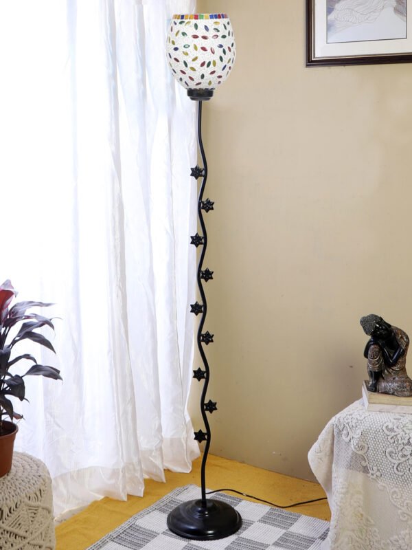 Ambika Home Heritage Crown off-white Shade Premium Iron Floor Lamp with Iron Base & Powder Coated Finish | E27 Holder Included Bulb - Image 12