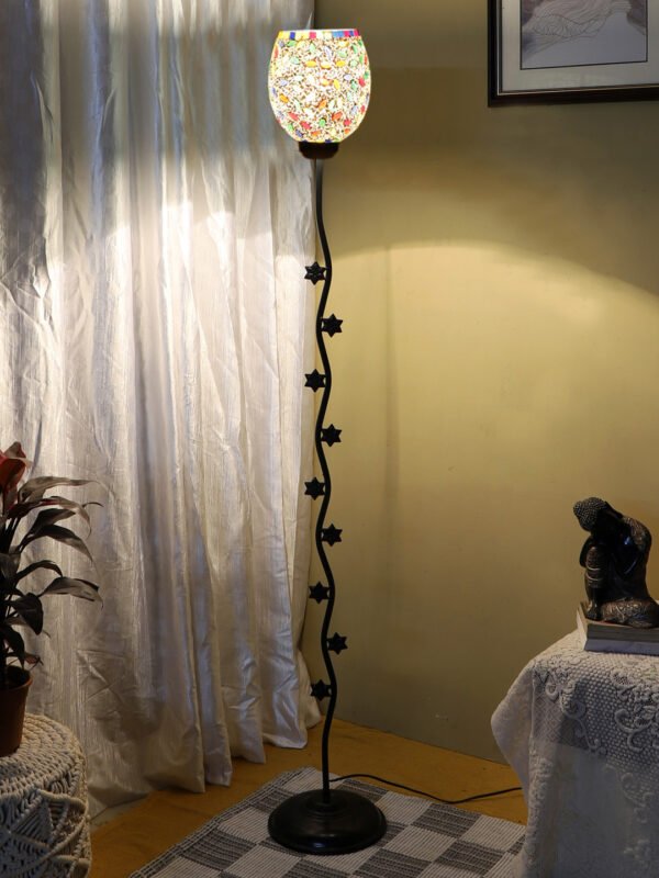 Ambika Home Heritage Crown off-white Shade Premium Iron Floor Lamp with Iron Base & Powder Coated Finish | E27 Holder Included Bulb - Image 14